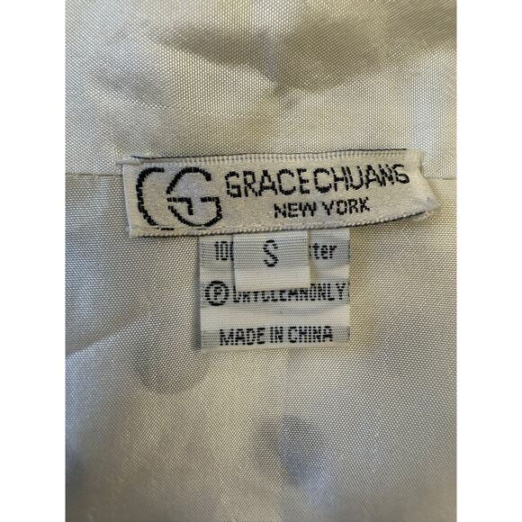 GRACE CHUANG Women's Small Polka Dot Duster Jacket Coat S White Black - Picture 3 of 16